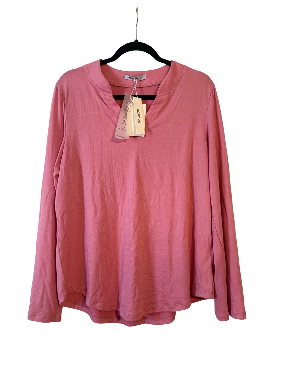 Women’s Dusty Pink Long-Sleeve V-Neck Top by